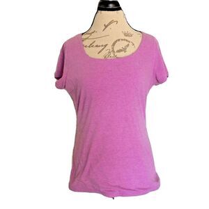 International Concept Size Large Blouse Top  Womens Purple Spring Short Sleeve